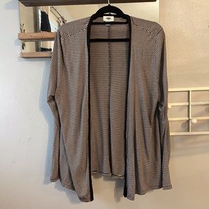 Old Navy Cream Black Striped Open Front Sweater